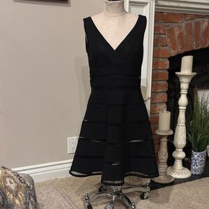 White House Black Market Black V-Neck Midi Dress